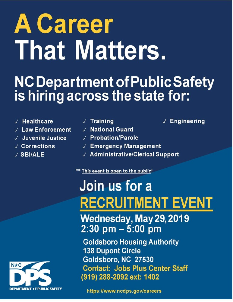 2019-05-29 - Department of Public Safety Hiring Event @ Jobs Plus 