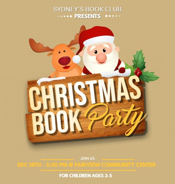 sydneys book club christmas party flyer 2019