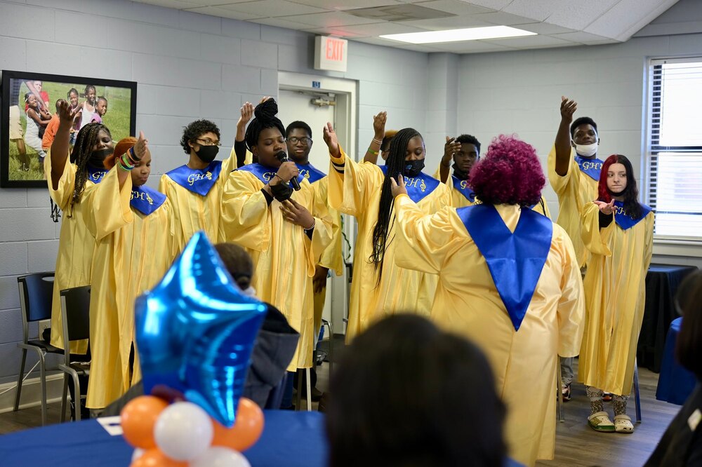 GHS Choir singing at ribbon cutting ceremony for Jobs plus